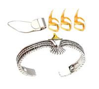 LRXIYODE Gold Metal Finger Pick Set with Gold and Silver Bracelet Guitar Thumb and Finger Picks for Acoustic Guitar Banjo Mandolin Suitable for Musicians and Beginners