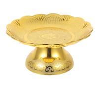 LRXIYODE Golden Lotus Offering Plate Easy to Store Decorative Fruit Plate with Raised Edges, Ps Material Fruit Tray for Temple Tribute and Buddhist Offering for Home or Temple Use