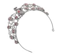 LRXIYODE Goth Rhinestone Skull Tiara Headpiece Red Crystals Alloy Crown for Women Halloween Prom Banquet Festival Headdress