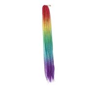 LRXIYODE Gradient Synthetic Ponytail Braid Hair Extension Rose Red Yellow Green Blue Purple Colors, Long Fiber Hairpiece for Women Suitable for Braiding and Styling