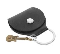 LRXIYODE Guitar Pick Holder Keychain Black Pu Carry Bag Antique Brass Wrench Portable Guitar Picks Storage Case Acoustic and Electric Instruments for Musicians