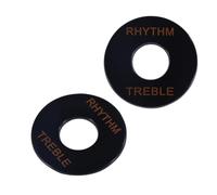 LRXIYODE Guitar Toggle Plate Washer 2pcs Black with Gold Letters Rhythm Treble Ring Electric Guitar Parts Accessories for Pickup Switch Protection