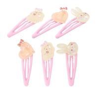 LRXIYODE Hair Clips Heart Cloud and Rabbit Shapes 6pcs Metal for Pink Little Featuring Comfortable and Safe Hair Accessories for Valentine's Day Parties