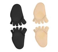 LRXIYODE Half Socks 2 Pairs Anti-Slip Sweat-Absorbing Invisible Separated Toe High Heel Socks Comfortable Summer for Women Black and Nude