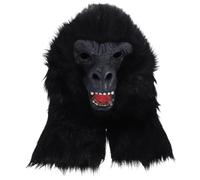LRXIYODE Halloween Gorilla Head Mask Black Latex and Plush Costume Accessory for Party and Cosplay Decorative Design to Increase Festive Atmosphere
