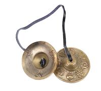 LRXIYODE Handcrafted Brass Yoga Cymbals Meditation Chime with Eight Auspicious Symbols and Storage Bag - Percussion Instrument for Yoga, Mindfulness, and Spiritual Practice