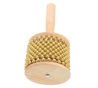 LRXIYODE Handheld Mini Cabasa Instrument with Wooden Handle and Metal Beaded Chain, Portable Design Creativity Booster, for Indoor Concerts and World Music Performances