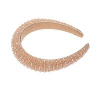 LRXIYODE Handwoven Beaded Hairband for Women Delicate Baroque Style Sponge Headband in Khaki Elegant Hair Accessory for Ladies Fashionable and Lightweight Design