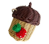 LRXIYODE Handwoven Rattan Crossbody Bag Nut Shape Mini Straw Pouch for Women Lightweight Woven Shoulder Bag for Picnic Party Photography Prop with Natural Straw Material and Creative Design