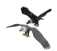 LRXIYODE Hanging Plastic Eagle Ornaments to Scare Birds 2pcs Realistic Dark Eagle Shape with High Reliability and Fine Workmanship, Yard Hanging Art for Outdoor Garden Decor
