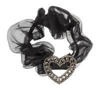 LRXIYODE Heart Bow Hair Scrunchies Black Elastic Hair Tie for Women Stretchable Ponytail Holder Cute Fashion Accessories for Daily Wear and Gifts