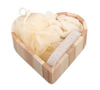 LRXIYODE Heart Shaped Bathing Scrubber Set for Home and Travel Bathroom Bath Exfoliating Tools for Skin Cleansing Massage and Gift Box Included