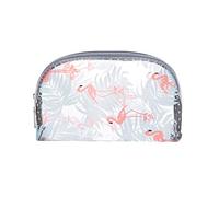 LRXIYODE High-Capacity Flamingo Pattern PVC Makeup Storage Bag Semicircle Cosmetic Bag for Travel, Easy Access and Prevents Items from Being Lost, Fits in Backpack