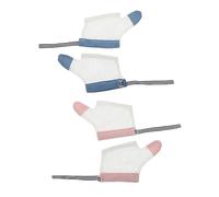 LRXIYODE Infant Thumb Gloves for Babies and Toddlers, Stop Thumb Sucking Corrector Soft Fabric, 2 Pairs (red and), Size S, Anti-Sucking for Early Habit Control