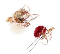 LRXIYODE Japanese Kimono Hair Ornament with Delicate Handcrafted Hairpins for Women Traditional Vintage-style Hair Accessories in Timeless Red for Celebrations and Festivals