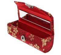 LRXIYODE Japanese Style Red Wave Mini Lipstick Case Single Lipstick Holder Small Mirror Portable for Women Outdoor Use