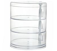 LRXIYODE Jewelry Storage Box Rotary Makeup Brush Storage Desktop Cosmetics Make up Holder Tabletop Clear Jewelry Container Rotating Organiser White Plastic