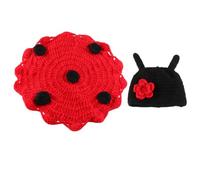 LRXIYODE Ladybug Knitted Costume Set Crochet Hat Unisex Photography Prop Outfit for Photoshoot and Studio Sessions