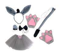 LRXIYODE Little Donkey Costume Set Animal Headband Tail Props Cosplay Dress Suit Donkey Costume for Party Performance Supplies