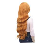 LRXIYODE Long Curly Wave Orange Cosplay Wig for Women with Bangs Premium Fiber Anime Style Heat Resistant Synthetic Hair for Lolita Costume and Daily Wear