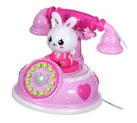 LRXIYODE Lovely Pink Cartoon Role Play Fake Telephone for Safe Fade-Resistant Plastic Educational Playhouse Enhances and Color Cognition Stimulates Early Learning and Life Skills
