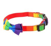 LRXIYODE Lovely Puppy Collar with Rainbow Bowknot, Adjustable Fabric Dog and Kitten Collar 34-50cm, Stylish and Safe for Birthdays and Parties