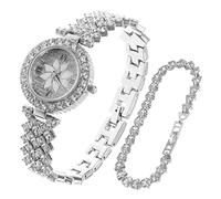 LRXIYODE Luxury Women Quartz Watch and Rhinestone Inlay Bracelet Silver Bling Ladies Wristwatch with Scratch Resistant Dial Accurate Timekeeping and Safety Hook Closure for Daily Wear and