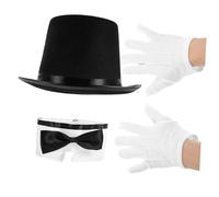 LRXIYODE Magician Cosplay Costume Portable Lightweight Role Play Supply with White Gloves Bowtie and Top Hat for Birthday Party Performance Festival