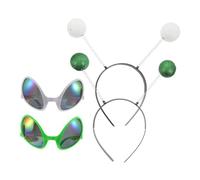 LRXIYODE Martian Antenna Headband Set with Glitter Costume Glasses for Space Theme Parties Halloween Cosplay Accessories Fun Boppers for Carnival and Holiday Gatherings