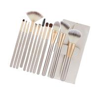 LRXIYODE Mascara Eyebrow Makeup Brush Set 12 Pieces Rice White Cosmetic Brushes with Eyebrow Comb and Portable Bag for Daily Travel Use