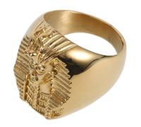 LRXIYODE Men's Egyptian Pharaoh Themed Stainless Steel Finger Ring Retro Costume Jewelry for Parties Fits Comfortable Fit Unique Ancient Design