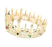 LRXIYODE Mens Gothic Alloy Crown with Rhinestones Durable Medieval Style Headpiece for Cosplay Masquerades Historical Performances and Themed Parties Vintage Inspired King Costume Accessory