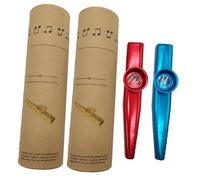 LRXIYODE Metal Kazoo Set for Kids and Adults 2 Portable Kazoos in Red and Blue Paper Tubes Musical Instruments for Performance Music Lovers