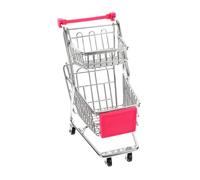 LRXIYODE Mini Shopping Cart Trolley for Dual Layer Iron Storage Basket Pretend Play Supermarket Trolley for Boys for Role Playing and Organizing