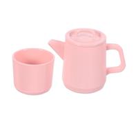 LRXIYODE Miniature Alloy Tea Set for Dollhouse Tiny Coffee Mug and Teapot Accessories for Mini Kitchen Decor Portable and Dollhouse Tea Party Props in Soft Pink