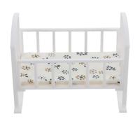 LRXIYODE Miniature Dollhouse Cot Crib Rocking Cradle 1/12 Scale Tiny Bed Doll Furniture Props for Nursery Play and Doll Accessories