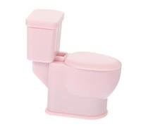 LRXIYODE Miniature Dollhouse Toilet with Realistic Flushing Sound Pink Mini Bathroom Furniture Decoration for Tiny Doll Play House and Micro Landscaping Scene Accessories