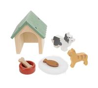 LRXIYODE Miniature Wooden Dog House Set with Food Bowl Colorful Dollhouse Pet Simulation for Realistic Kennel Model for Creative Pretend Play and Educational Parenting Interaction