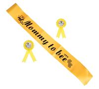 LRXIYODE Mommy and Daddy be Sash with Corsage Pin for Baby Shower, Yellow Fabric Maternity Sash Belt Gentle to Touch, Not Easy to Tear, for Baby Announcement