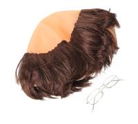 LRXIYODE Monk Bald Wig Glasses Set for Adults, Bald Cap Cosplay Wig, Halloween Party Role Play Prop, Funny Monk Accessory