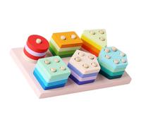 LRXIYODE Montessori Wooden Shape Sorting for Educational Geometric Blocks for Fine Motor Skills and Hand Eye Coordination Development Safe Smooth Wood Puzzle for Early Learning and Color