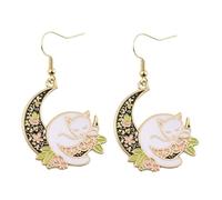 LRXIYODE Moon Cat Dangle Earrings for Women Teen Alloy Animal Jewelry with Moon Cat Design Lightweight Drop Ear Accessories for Parties and Daily Wear