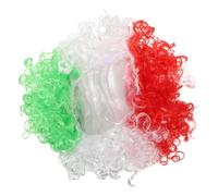 LRXIYODE Multicolored Short Curly Afro Wig Fluffy Soccer Fan Clown Headwear with Mexico Flag Colors Fit for Adults Teens Lightweight Party Cosplay Halloween Costume Accessory