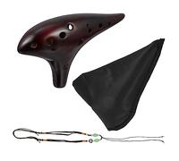 LRXIYODE Musical Instrument Flute and Beginners, in for Children Ocarina Portable Ceramic with 12 Holes Brown Easy to Learn Simple Design Alto C Tone Suitable for Practice and Performance