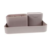 LRXIYODE Nail Organizer Box Set 3 Pieces Soft Pink Grey Desktop Storage Tray and Pen Holder with Cotton Pad Case for Manicure Tools and Nail Supplies Storage