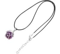 LRXIYODE Natural Amethyst Crystal Pendant Necklace with Black Leather Cord, Handmade Wire-Wrapped Stone Jewelry for Men and Women, Festival Accessory and Portable Decorative Gemstone
