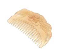 LRXIYODE Natural Sheep Horn Hand Carved Pocket Comb, Thick Half-round 7.5cm Hair Styling Tool with Wide Teeth for Scalp Massage and Anti-static Use, Handmade Beard and Hair Comb for Travel