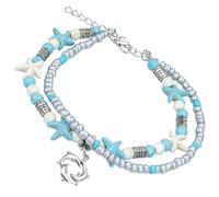 LRXIYODE Ocean Theme Adjustable Beach Anklet for Women, Marine Life and Dolphin Anklet Bracelet, Couples Foot Jewelry for Surf and Beach Wear
