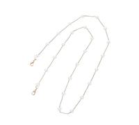 LRXIYODE Pearl Earphone Anti-lost Chain and Glasses Strap for Wireless Earbuds, Alloy Lanyard with Heart Pendant, Anti-drop Accessory for Active Users, Gold Color Suitable for Daily Use