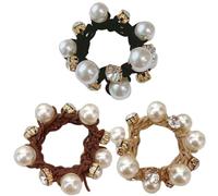 LRXIYODE Pearl Hair Accessories 3pcs Elastic Hair Ties with Stylish Simple Design, for Birthdays, Dancing, and School Uniform Matching